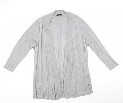 BM Collection Womens Grey Striped  Cardigan Jumper Size XL