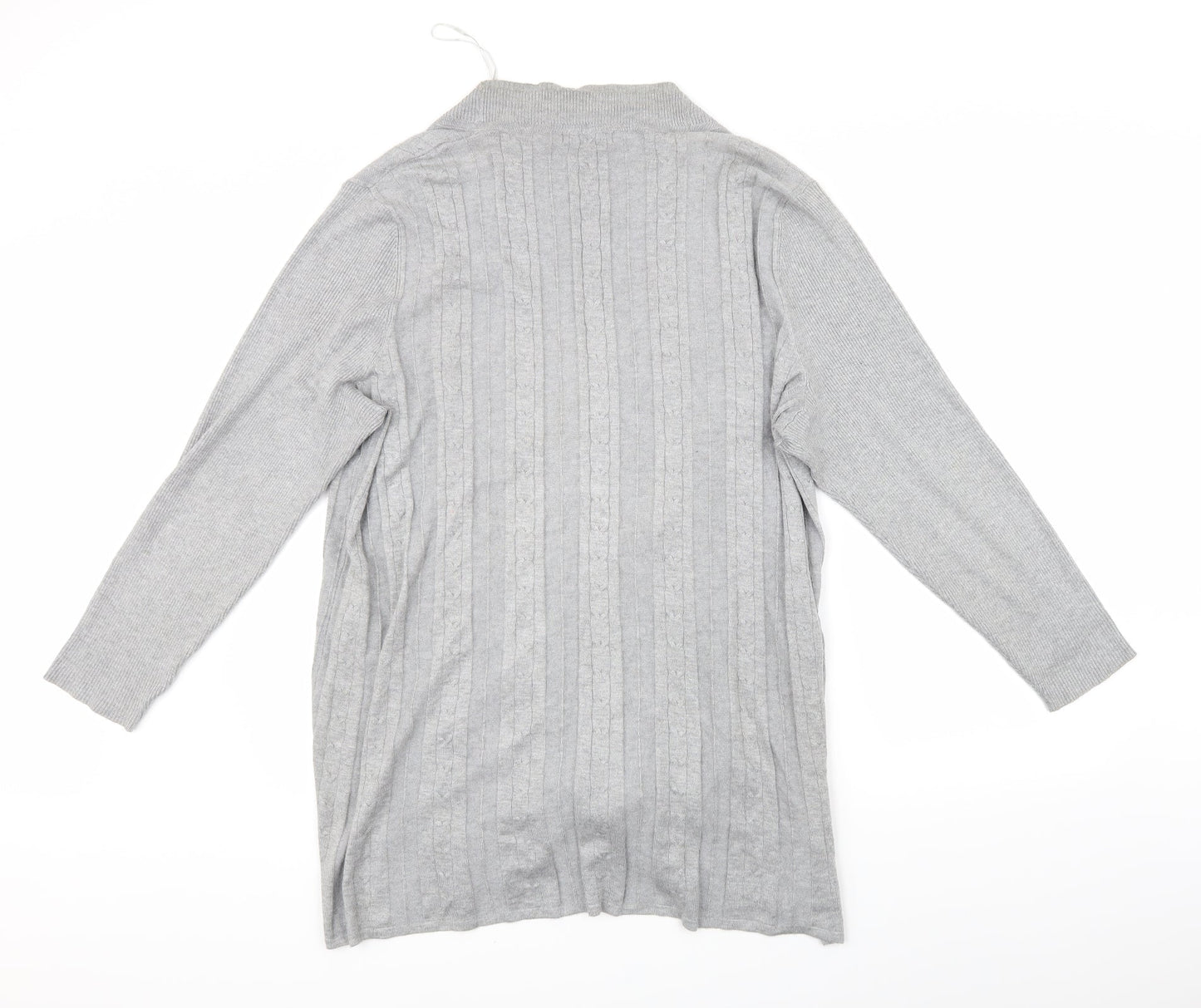 BM Collection Womens Grey Striped  Cardigan Jumper Size XL