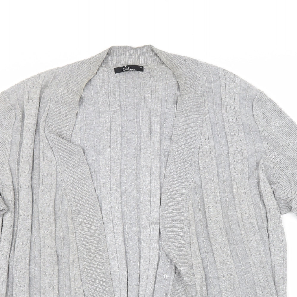 BM Collection Womens Grey Striped  Cardigan Jumper Size XL