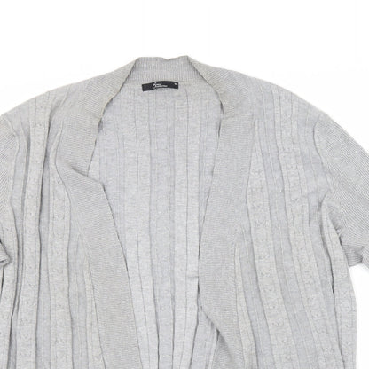 BM Collection Womens Grey Striped  Cardigan Jumper Size XL
