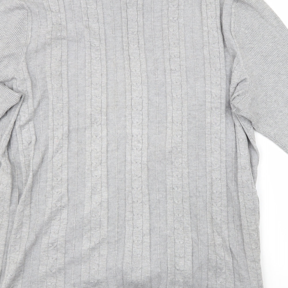 BM Collection Womens Grey Striped  Cardigan Jumper Size XL
