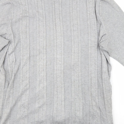 BM Collection Womens Grey Striped  Cardigan Jumper Size XL