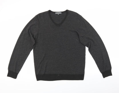 M&S Mens Grey Striped  Pullover Jumper Size L