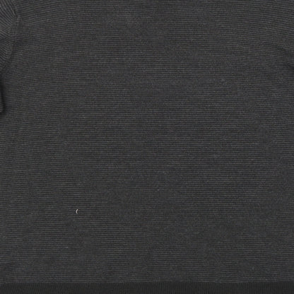 M&S Mens Grey Striped  Pullover Jumper Size L
