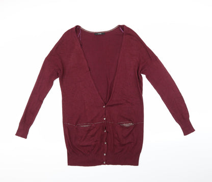 George Womens Red   Cardigan Jumper Size 12  - Glittery Stripe