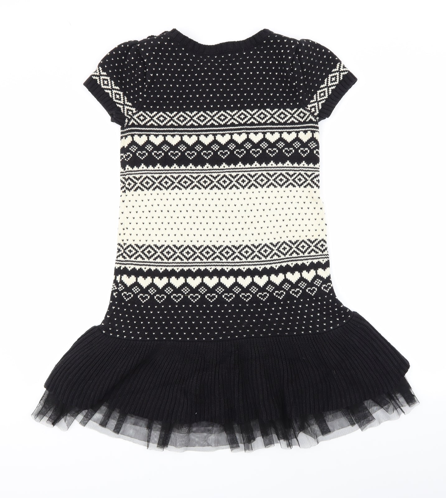 Gap Girls Black Fair Isle  Jumper Dress  Size 13 Years