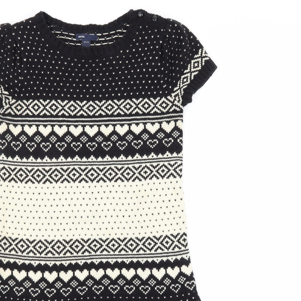 Gap Girls Black Fair Isle  Jumper Dress  Size 13 Years
