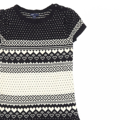 Gap Girls Black Fair Isle  Jumper Dress  Size 13 Years