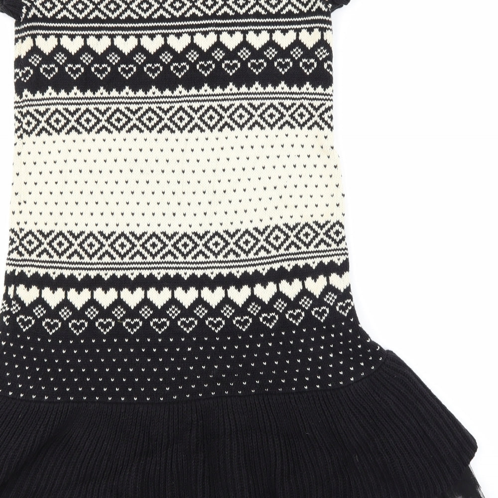Gap Girls Black Fair Isle  Jumper Dress  Size 13 Years