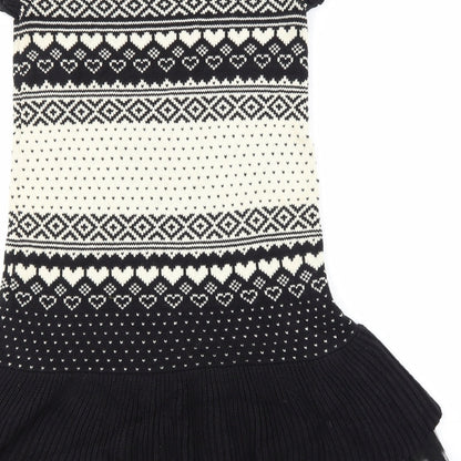 Gap Girls Black Fair Isle  Jumper Dress  Size 13 Years