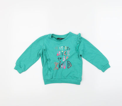 George Girls Green   Pullover Jumper Size 18-24 Months
