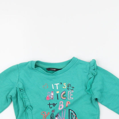 George Girls Green   Pullover Jumper Size 18-24 Months