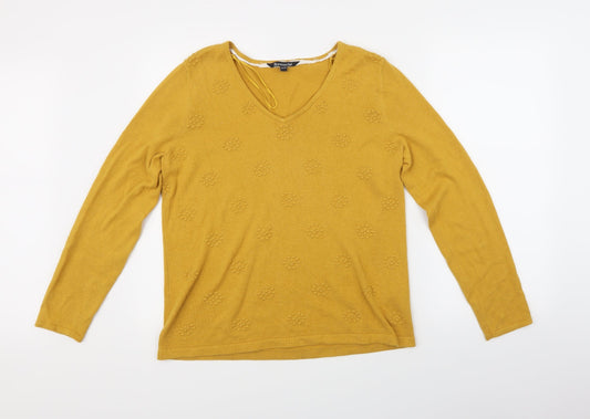 Bonmarché Womens Yellow Polka Dot  Pullover Jumper Size 16