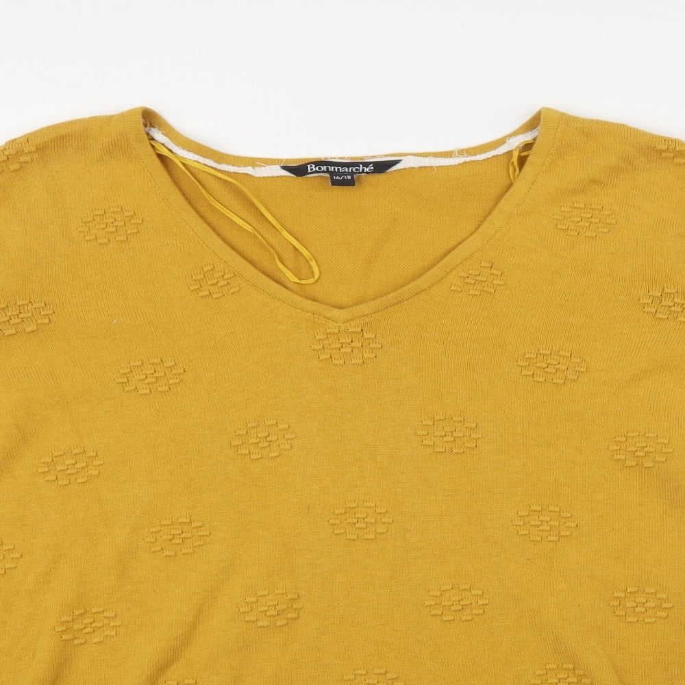 Bonmarché Womens Yellow Polka Dot Pullover Jumper Size 16