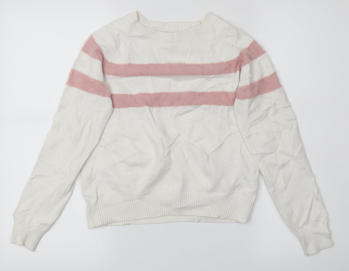 Primark Girls White Striped  Pullover Jumper Size 10-11 Years