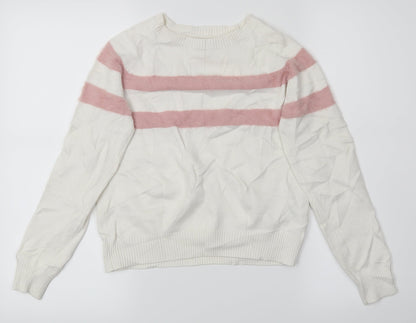 Primark Girls White Striped  Pullover Jumper Size 10-11 Years