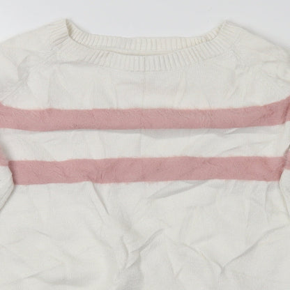 Primark Girls White Striped  Pullover Jumper Size 10-11 Years