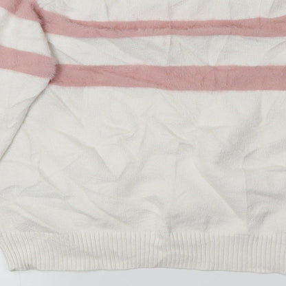Primark Girls White Striped  Pullover Jumper Size 10-11 Years