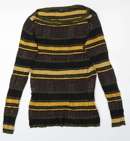 Marks & Spencer Womens Gold Striped  Pullover Jumper Size 12