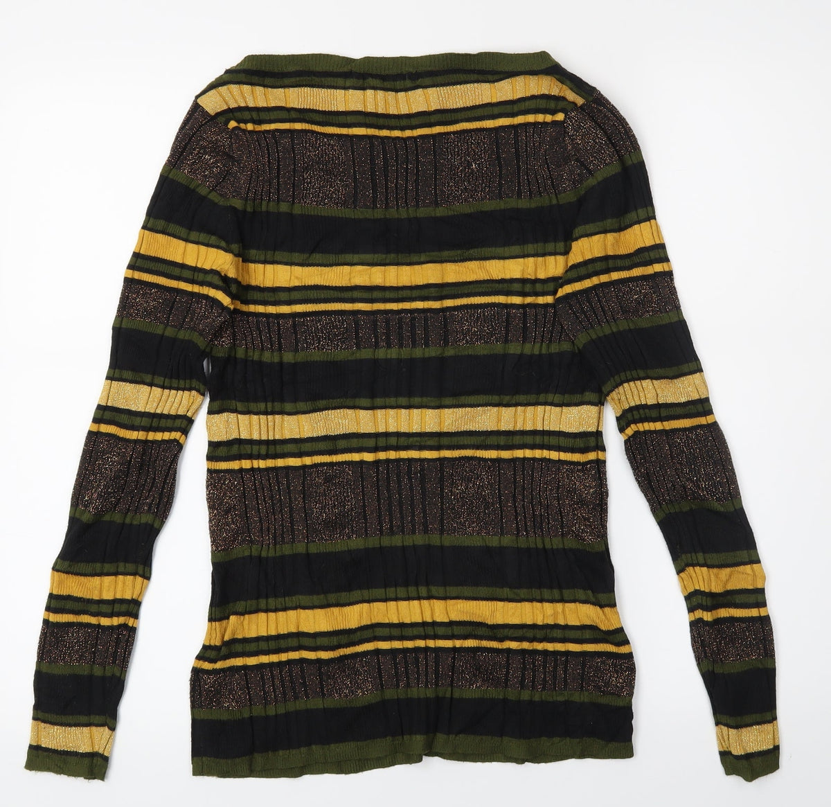 Marks & Spencer Womens Gold Striped  Pullover Jumper Size 12