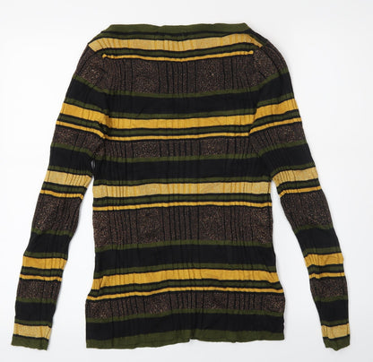 Marks & Spencer Womens Gold Striped  Pullover Jumper Size 12