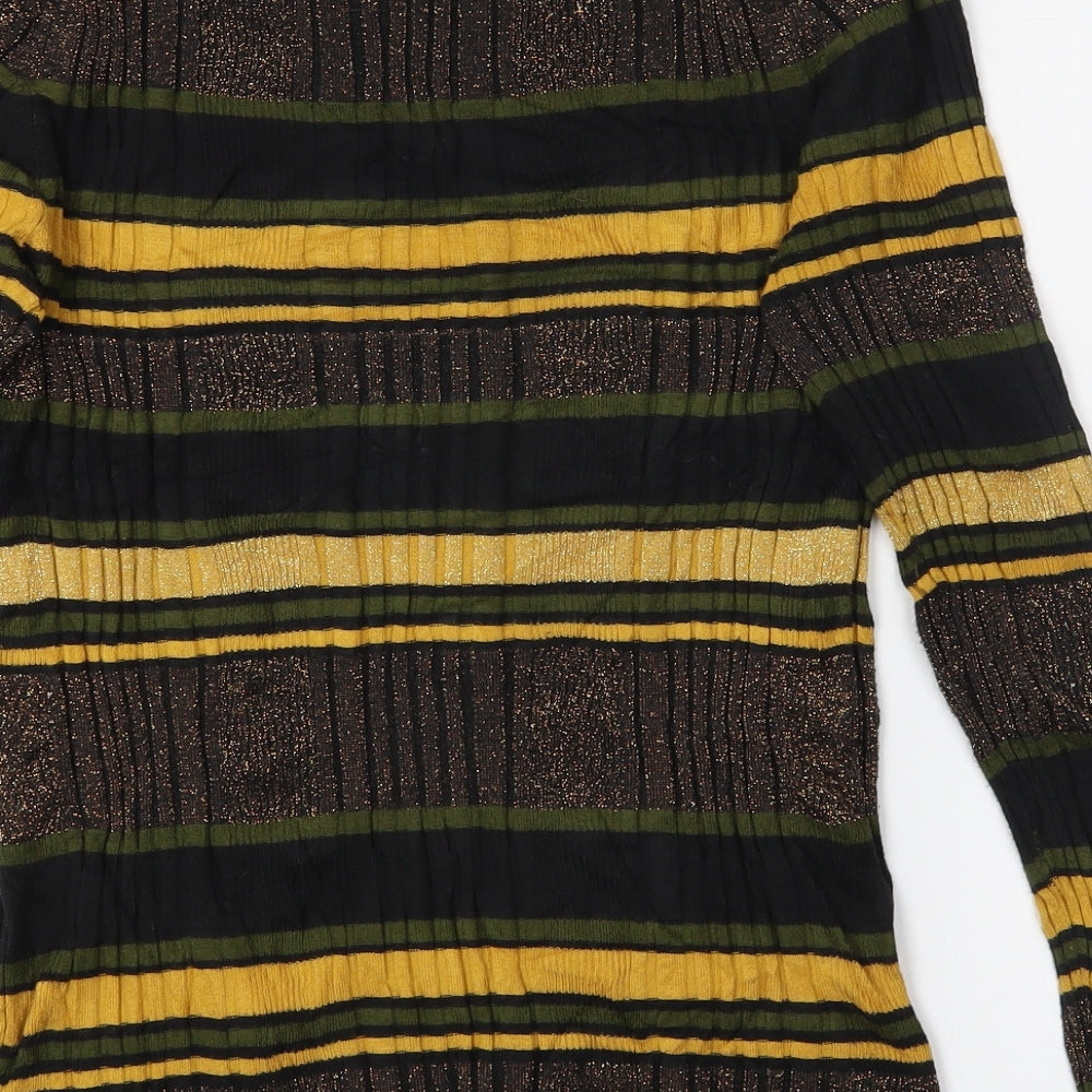 Marks & Spencer Womens Gold Striped  Pullover Jumper Size 12