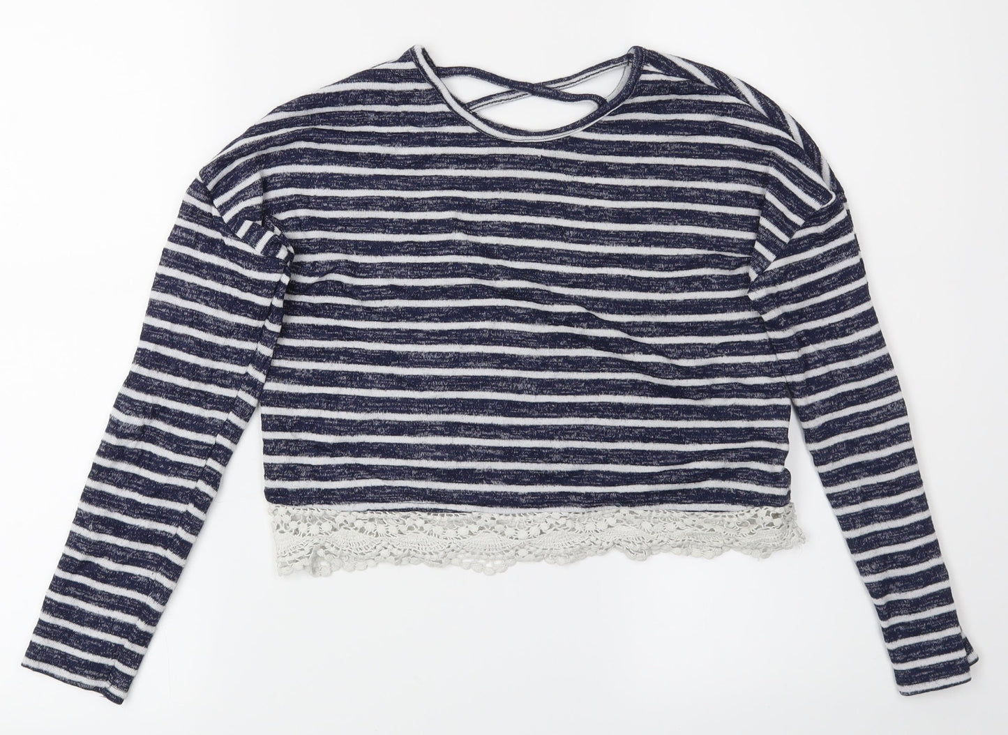 YD Girls Blue Striped  Basic Blouse Size 10-11 Years