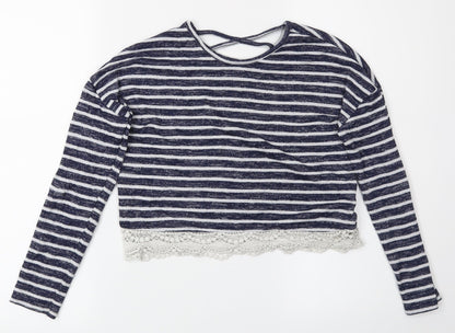 YD Girls Blue Striped  Basic Blouse Size 10-11 Years