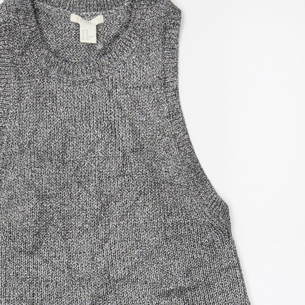 Womens UK Size XS H&M Silver Basic Tank