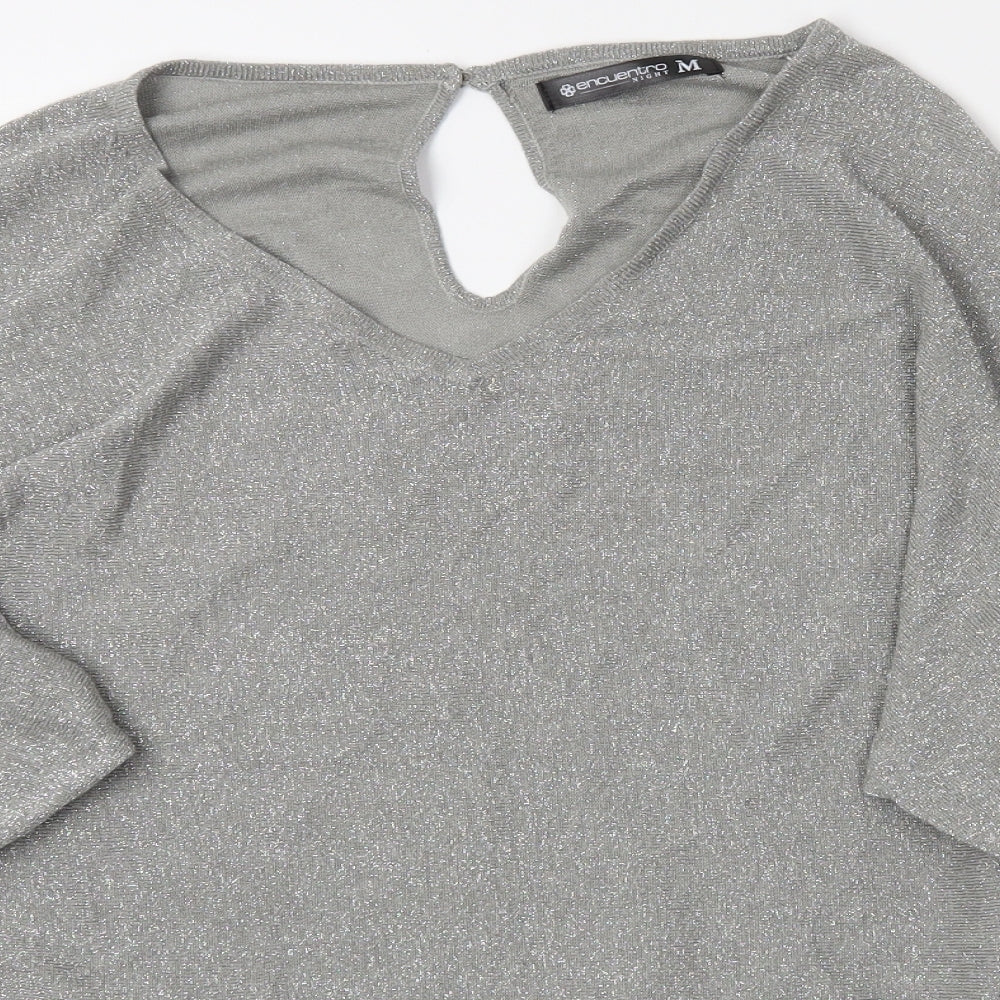 Womens UK Size M Encuentro Silver Basic Blouse
