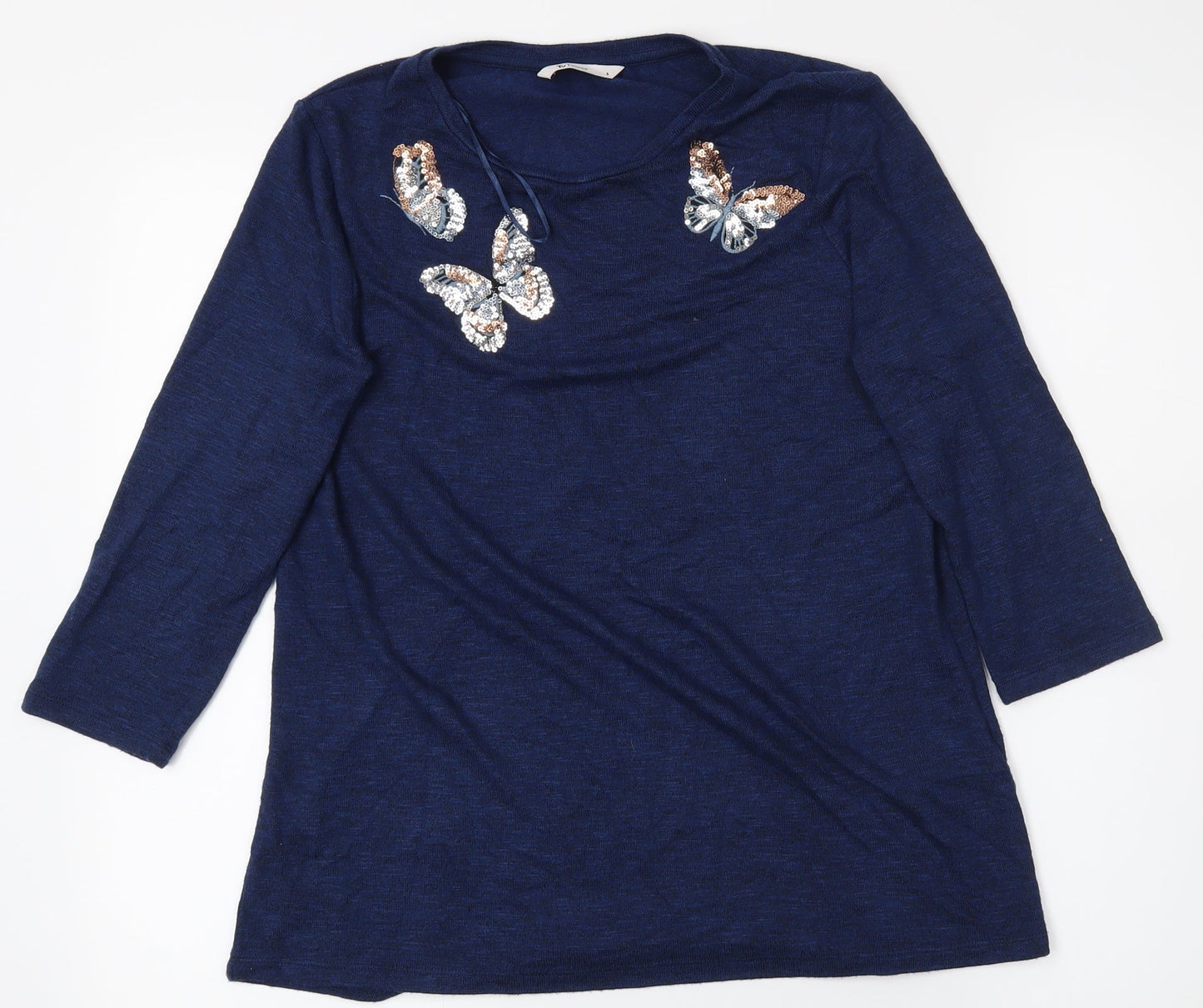 Tu Woman Womens Blue   Basic T-Shirt Size 8  - Butterflies