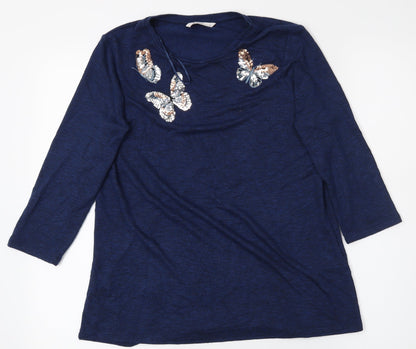 Tu Woman Womens Blue   Basic T-Shirt Size 8  - Butterflies