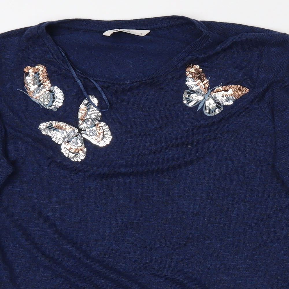 Tu Woman Womens Blue   Basic T-Shirt Size 8  - Butterflies