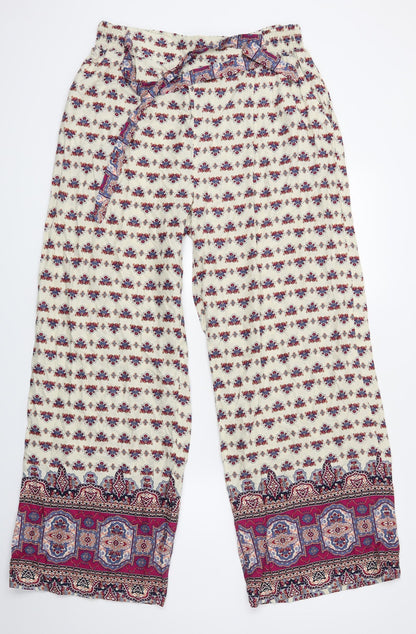 Primark Womens White Fair Isle  Bloomer Trousers Size 14 L25 in