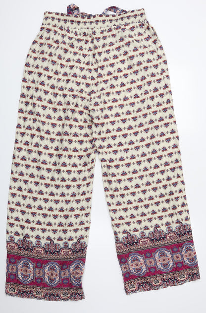 Primark Womens White Fair Isle  Bloomer Trousers Size 14 L25 in