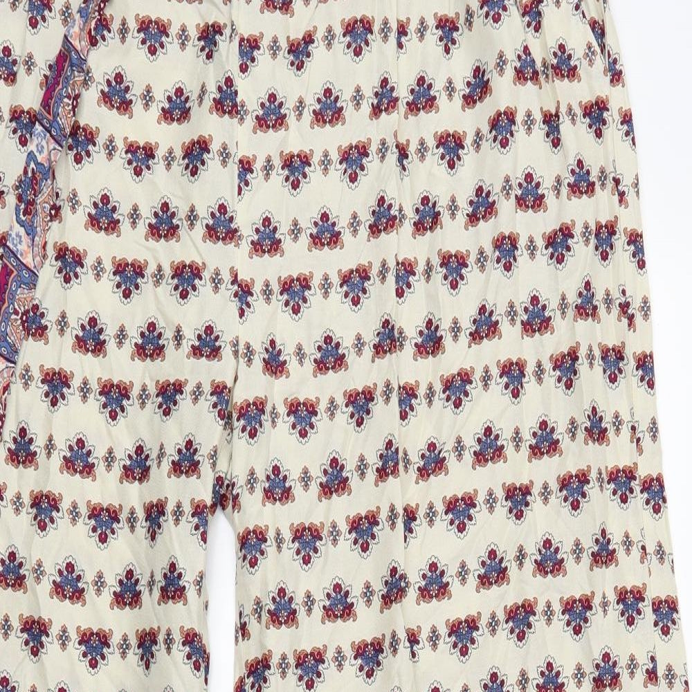 Primark Womens White Fair Isle  Bloomer Trousers Size 14 L25 in
