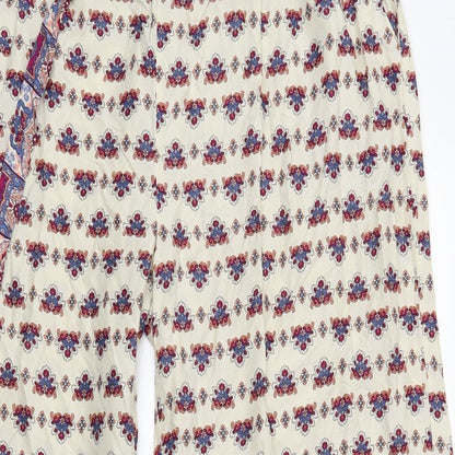 Primark Womens White Fair Isle  Bloomer Trousers Size 14 L25 in