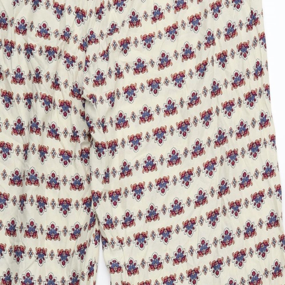 Primark Womens White Fair Isle  Bloomer Trousers Size 14 L25 in