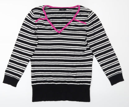 Womens UK Size 10 M&Co Black Basic T-Shirt