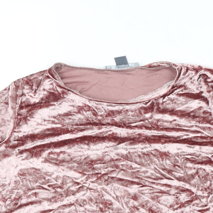 Primark Womens Pink  Velour Cropped T-Shirt Size XS