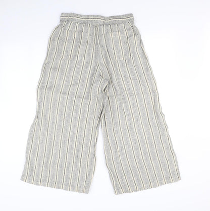 m&S Womens Beige Striped  Trousers  Size 10 L25 in