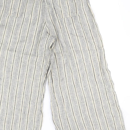 m&S Womens Beige Striped  Trousers  Size 10 L25 in