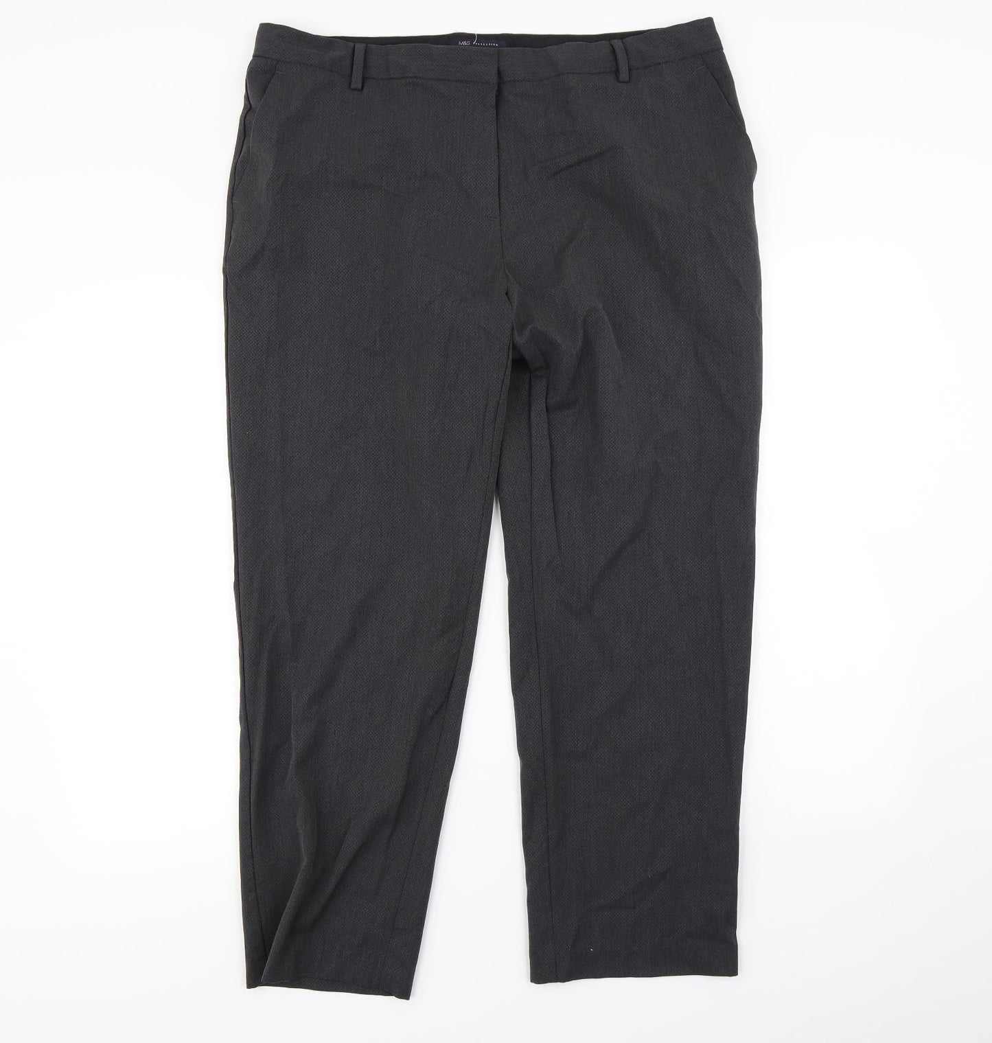 Womens UK Size 18 m&S Regular Fit Dress Pants Grey Trousers