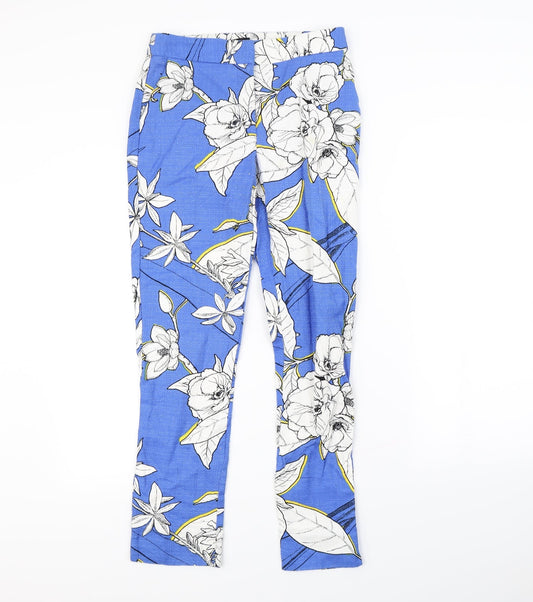 Warehouse Womens Blue Floral  Trousers  Size 8 L28 in