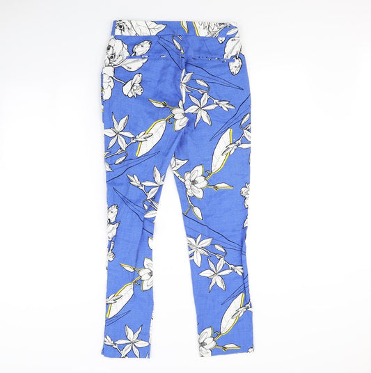 Warehouse Womens Blue Floral  Trousers  Size 8 L28 in