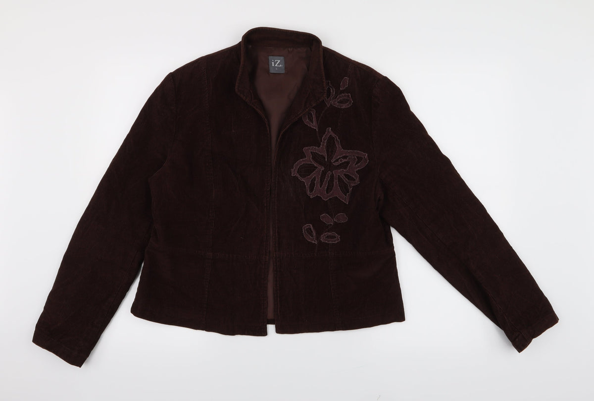 iz Womens Brown Floral  Jacket  Size L