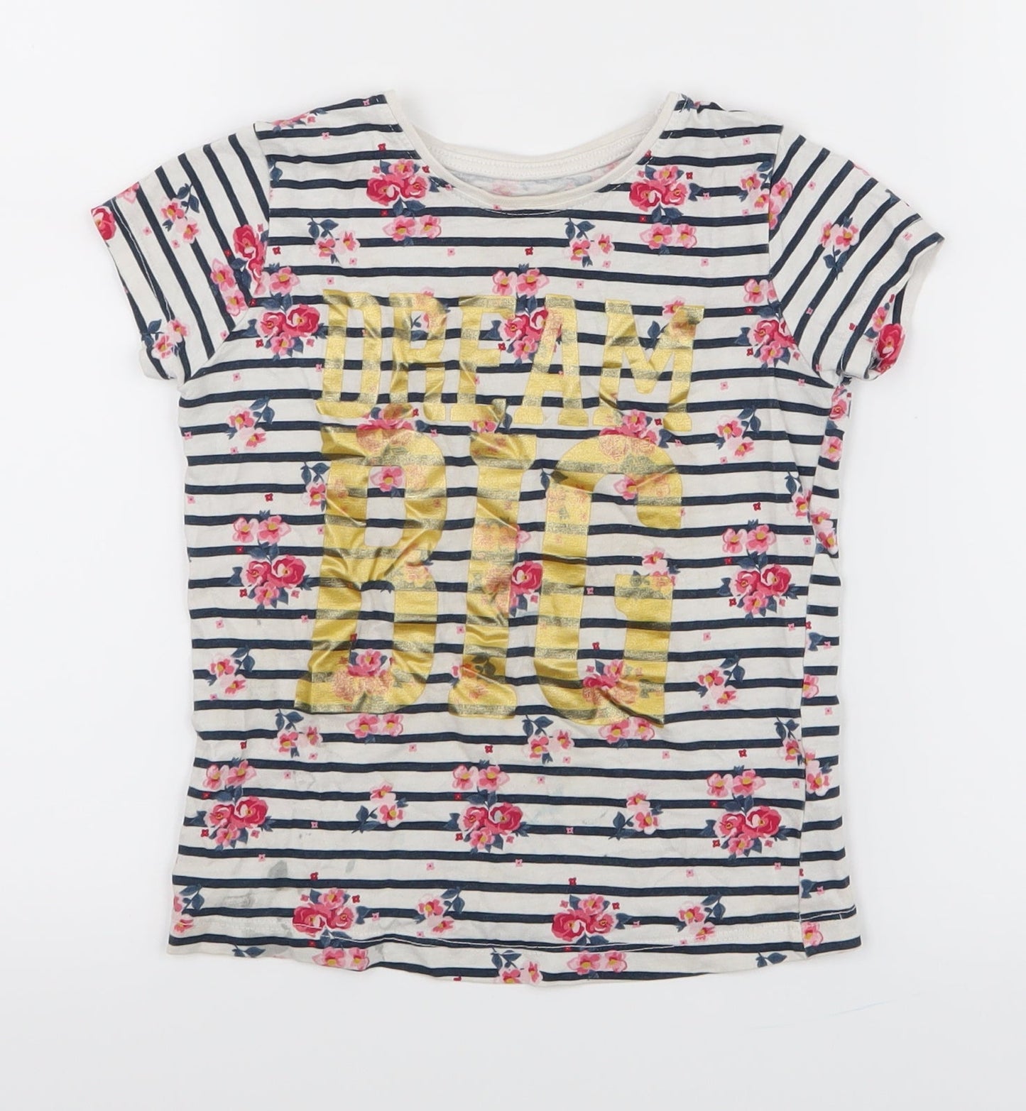 Primark Girls Blue Striped  Pullover T-Shirt Size 3-4 Years
