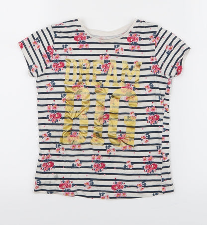 Primark Girls Blue Striped  Pullover T-Shirt Size 3-4 Years