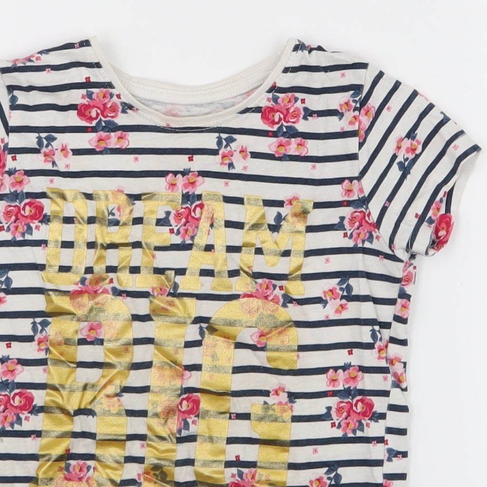 Primark Girls Blue Striped  Pullover T-Shirt Size 3-4 Years