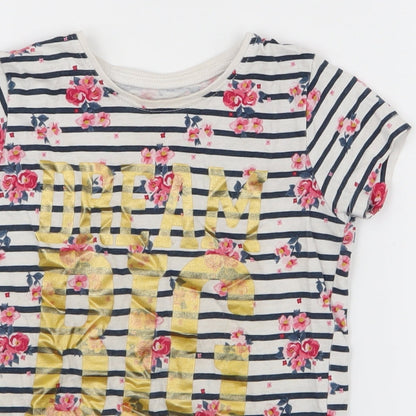 Primark Girls Blue Striped  Pullover T-Shirt Size 3-4 Years
